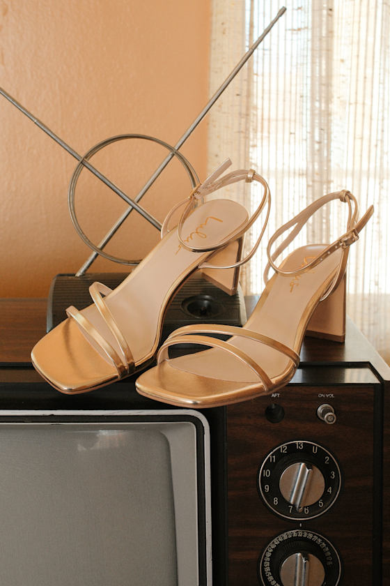 Loxley Gold Ankle Strap High Heel Sandals 1