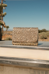 Stunning Glow Gold Beaded Rectangular Mini Clutch 1