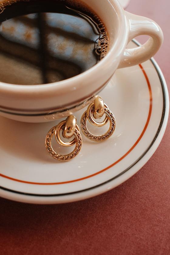 Radiant Cuteness Gold Textured Door Knocker Earrings 1