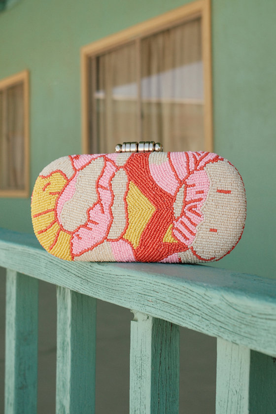 Madden Pink Multi Beaded Crossbody Clutch 1