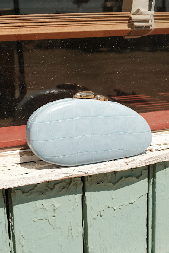 Dario Light Blue Asymmetrical Crossbody Clutch 1