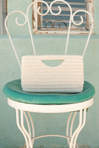 Silfra Teal Ivory Beaded Crossbody Clutch 1