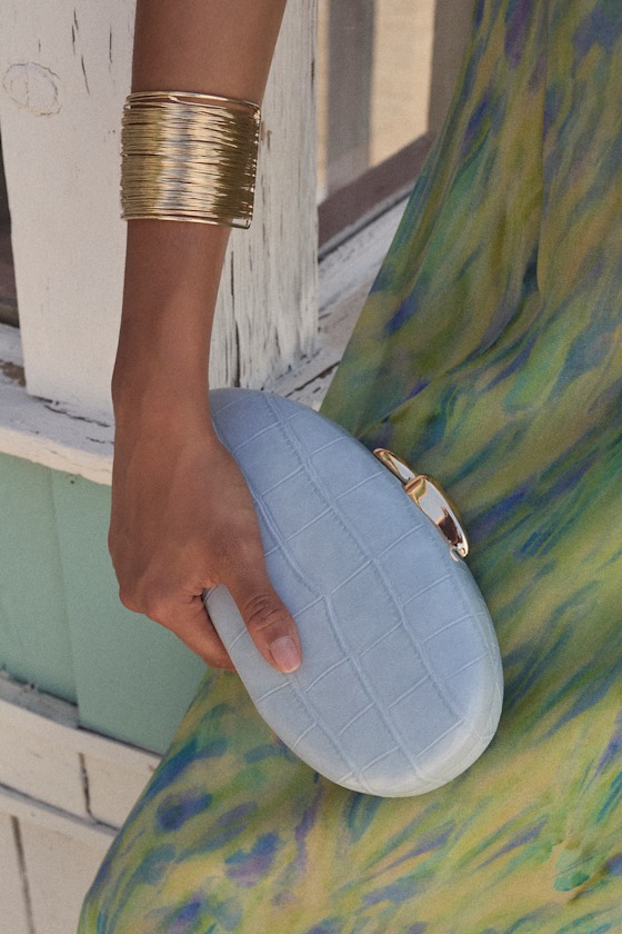 Dario Light Blue Asymmetrical Crossbody Clutch