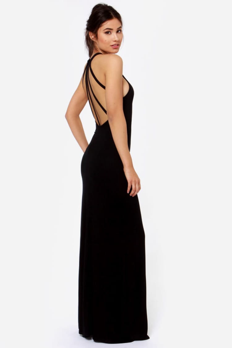 Strap and Gown Black Maxi Dress