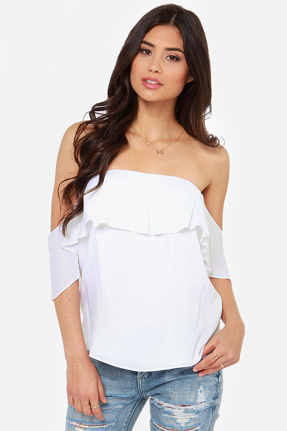Pretty White Top - Off-the-Shoulder Top - Boho Top - $33.00