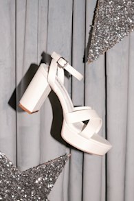 Selah Ivory Ankle Strap Heels 7