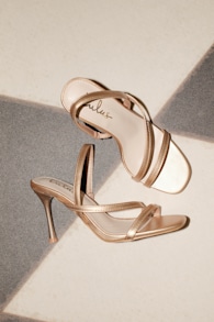 Leigh Champagne Gold Strappy High Heel Sandals 1