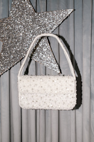 Vivi White Pearl Rhinestone Shoulder Bag 1