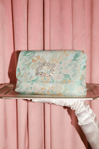 Efina Light Blue Floral Jacquard Crossbody Clutch 12
