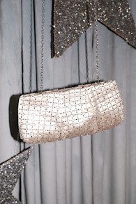 Blaney White Satin Rhinestone Crossbody Clutch 1