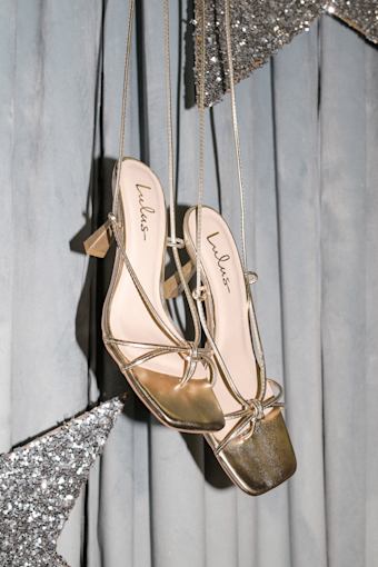 Senna Gold Strappy Lace-Up High Heel Sandals 1