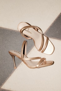 Leigh Champagne Gold Strappy High Heel Sandals 1