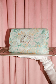 Efina Light Blue Floral Jacquard Crossbody Clutch 12