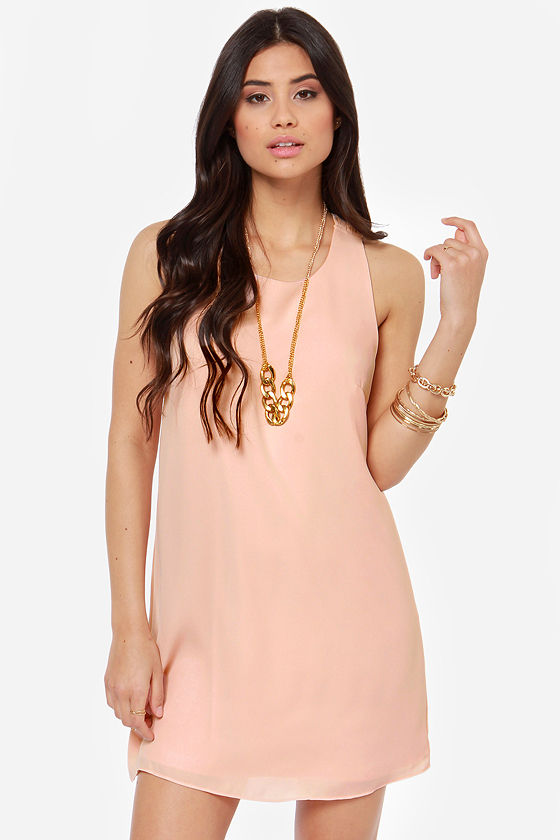 Lovely Peach Dress Sleeveless Dress Shift Dress 61.00 Lulus