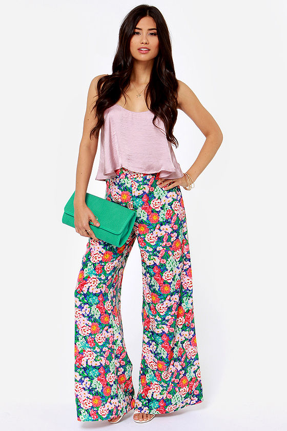 All Sy-Stems Go Pink Floral Print Wide-Leg Pants