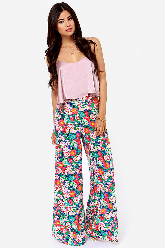 All Sy-Stems Go Pink Floral Print Wide-Leg Pants