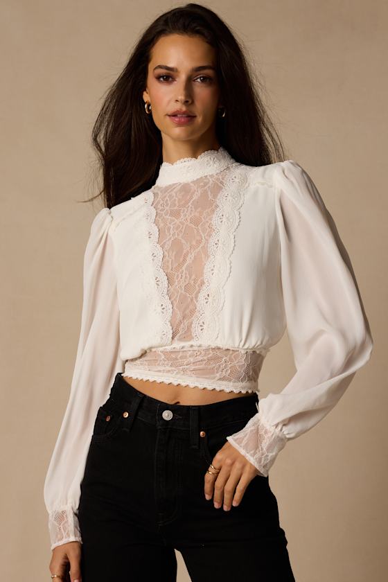 Lexia Ivory Lace Long Sleeve Top 5