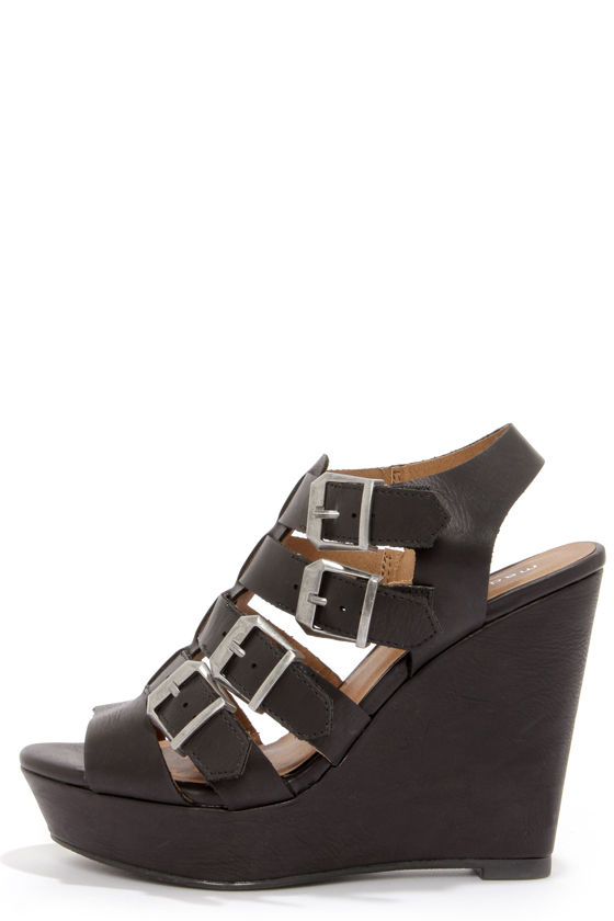Madden Girl Kloverrr Black Shoes Wedge Sandals 49.00 Lulus