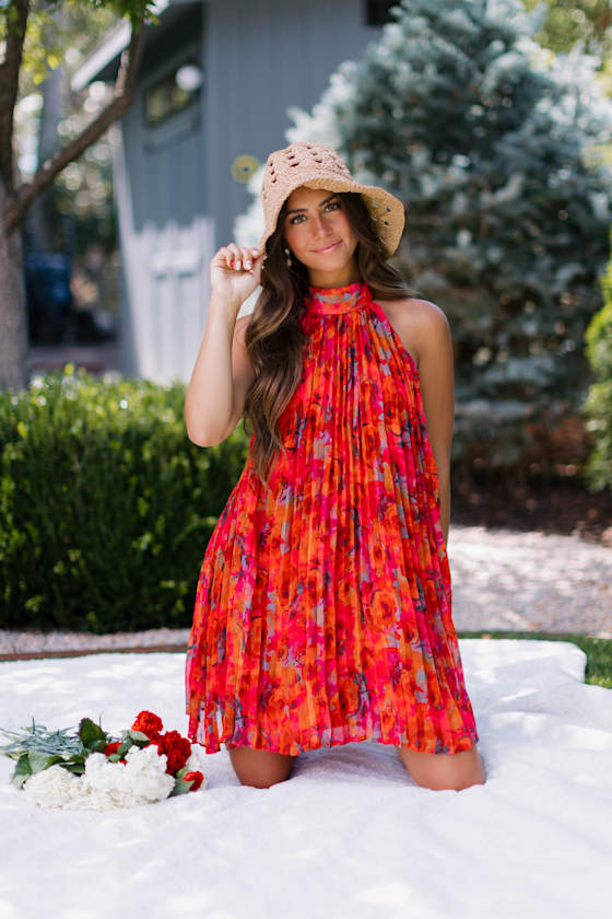 Anne Red Multi Floral Shift Mini Dress 1