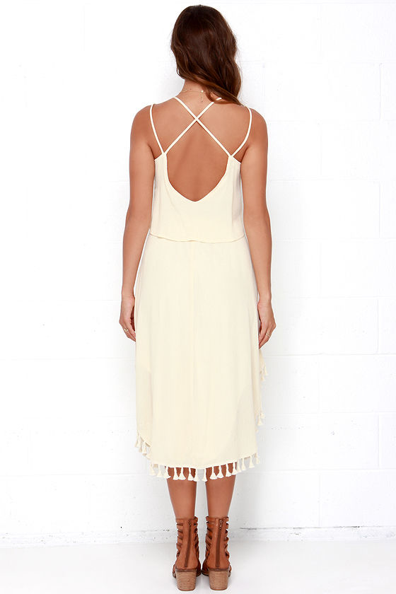 Chic Cream Dress - Cream Sundress - Tassel Dress - $58.00