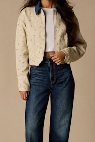 Pomelina Cream Floral Twill Collared Jacket 9