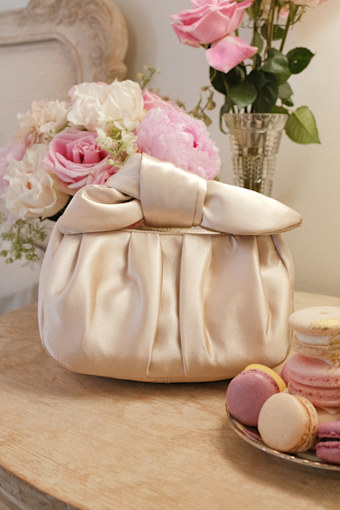 Essential Style Champagne Satin Knot Handle Clutch Bag 1