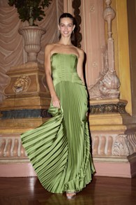 Makani Lime Green Satin Bustier Maxi Dress 1