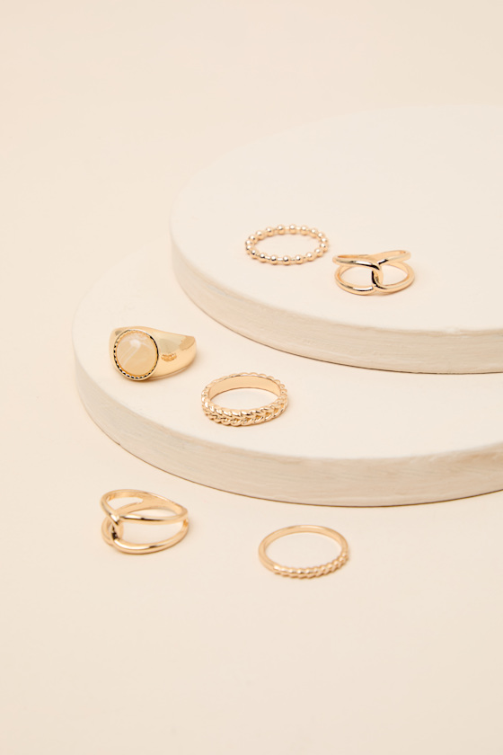 Sutton Gold Six-Piece Ring Set - thumbnail 4