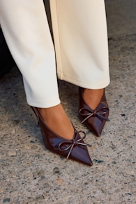Avina Brown Pointed-Toe Slingback Pumps 1