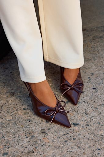 Avina Brown Pointed-Toe Slingback Pumps 1