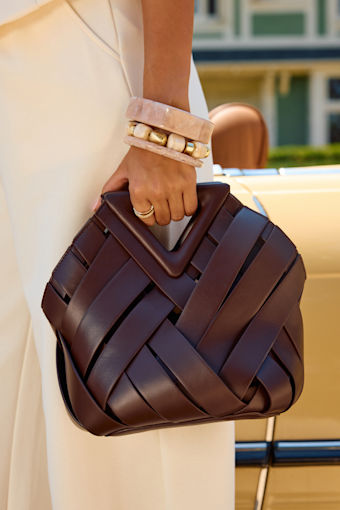 Aarya Brown Woven Crossbody Bag 1