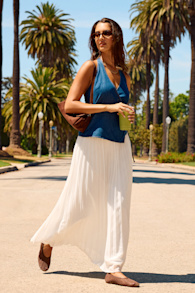 Liada Ivory Pleated High-Waisted Maxi Skirt 1