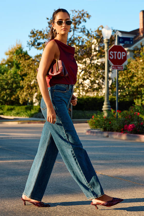 Trendiest Choice Dark Wash High-Rise Wide-Leg Jeans 1