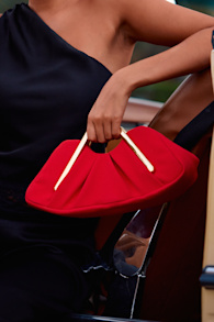 Sabrine Red Ruched Clutch 1