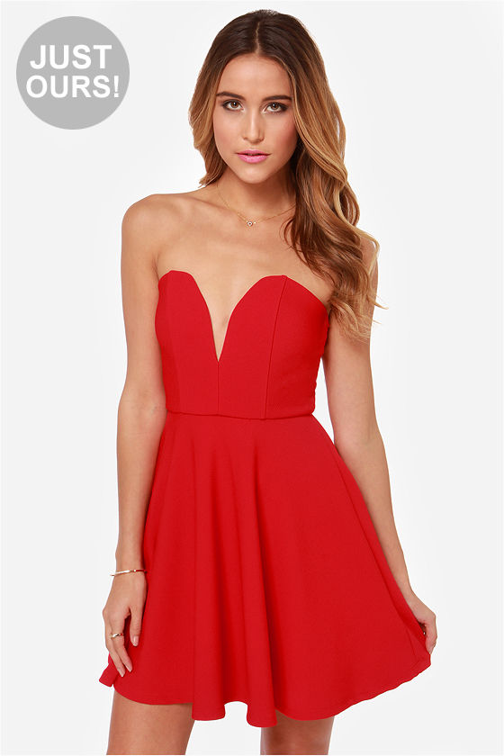 LULUS Exclusive All Good Things Strapless Red Dress