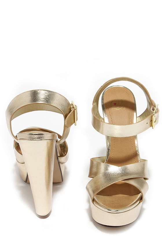 gold platform sandals heels