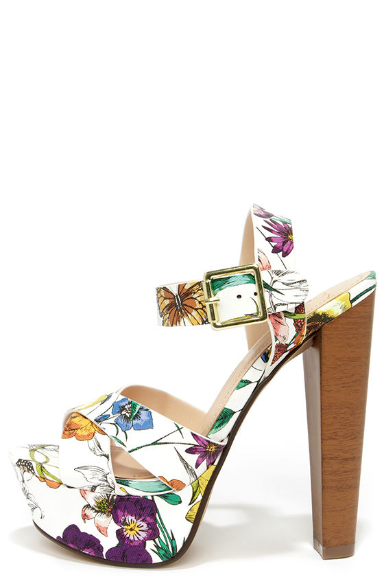 floral platform sandals