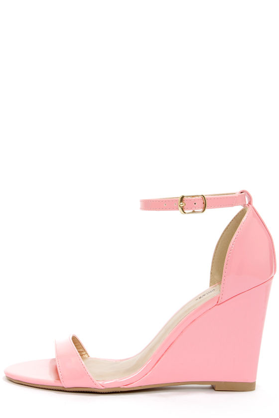 Promise Hazell Pink Patent Single Strap Wedges