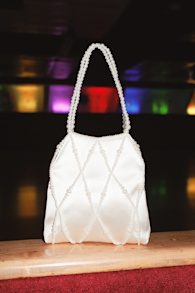 Gloria Ivory Satin Pearl Pouch Handbag 7