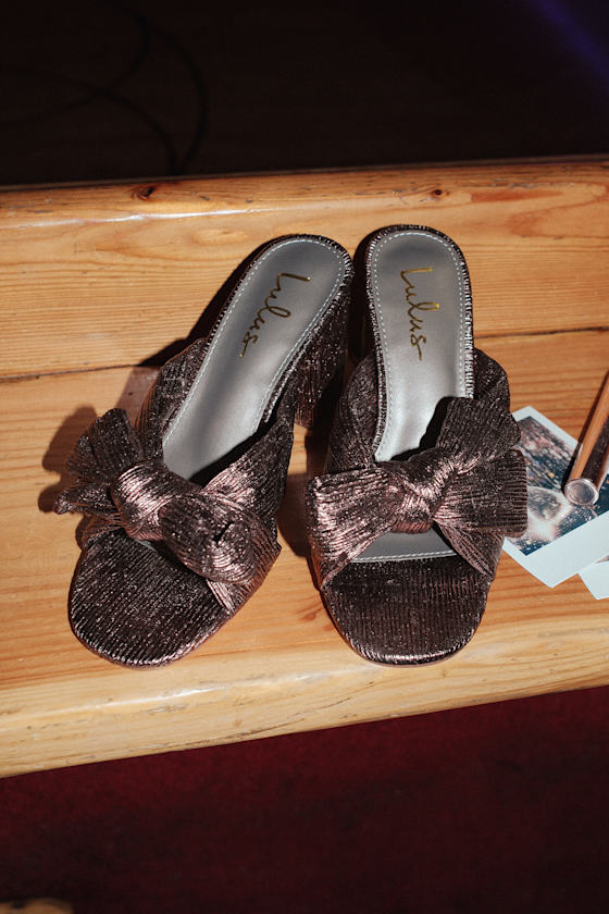 Dorothea Metallic Gunmetal Knotted High Heel Sandals 2