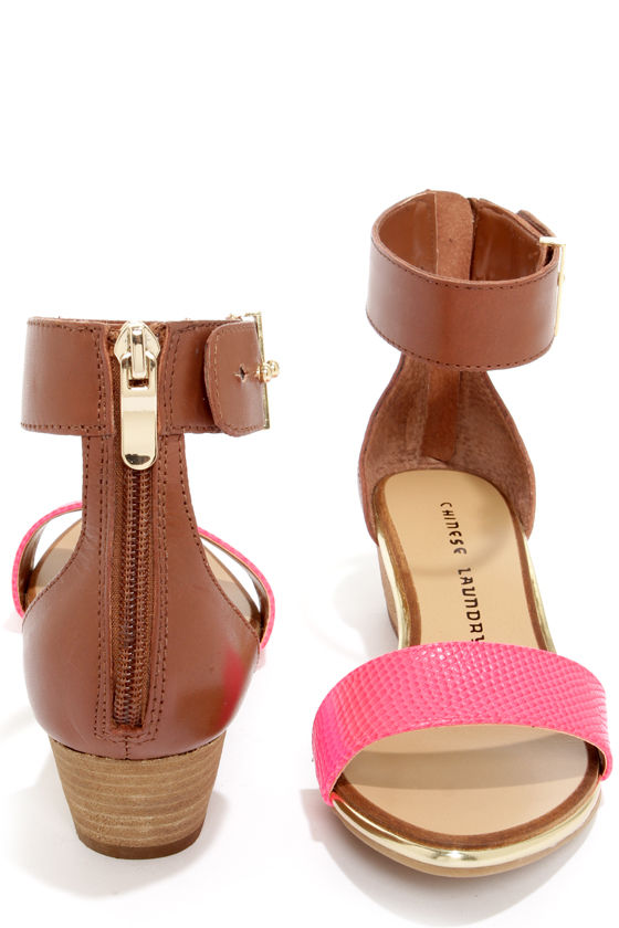Neon Sandals - Pink Sandals - Brown Sandals - Ankle Strap Sandals - $79.00  - Lulus