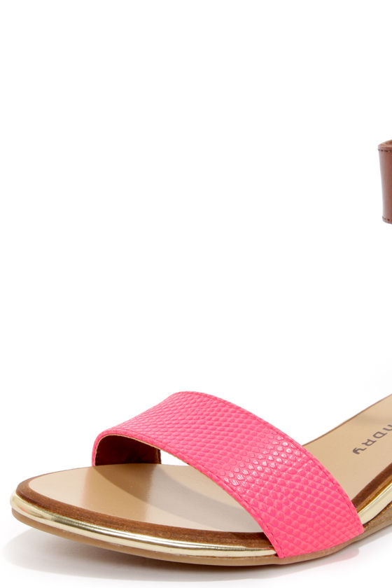 Neon Sandals - Pink Sandals - Brown Sandals - Ankle Strap Sandals - $79.00