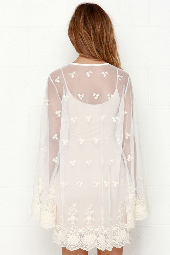 Cream and Ivory Kimono Lace Kimono White Kimono 74.00