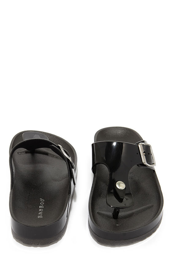 black jelly thong sandals