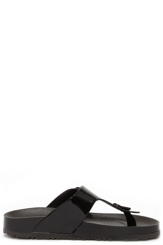 black jelly thong sandals