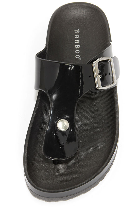 black jelly thong sandals