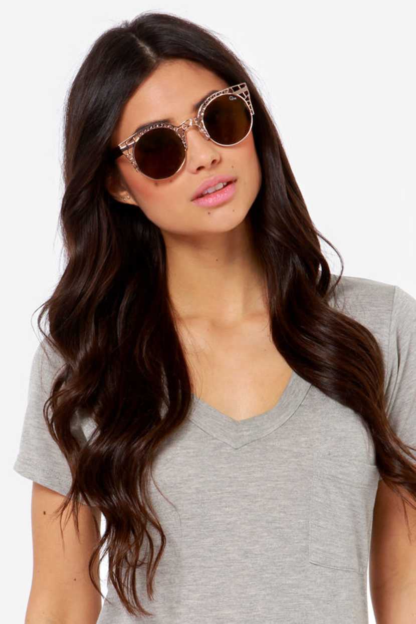 Quay Fleur - Gold Sunglasses - Cutout Sunglasses - $45.00  display picture 1