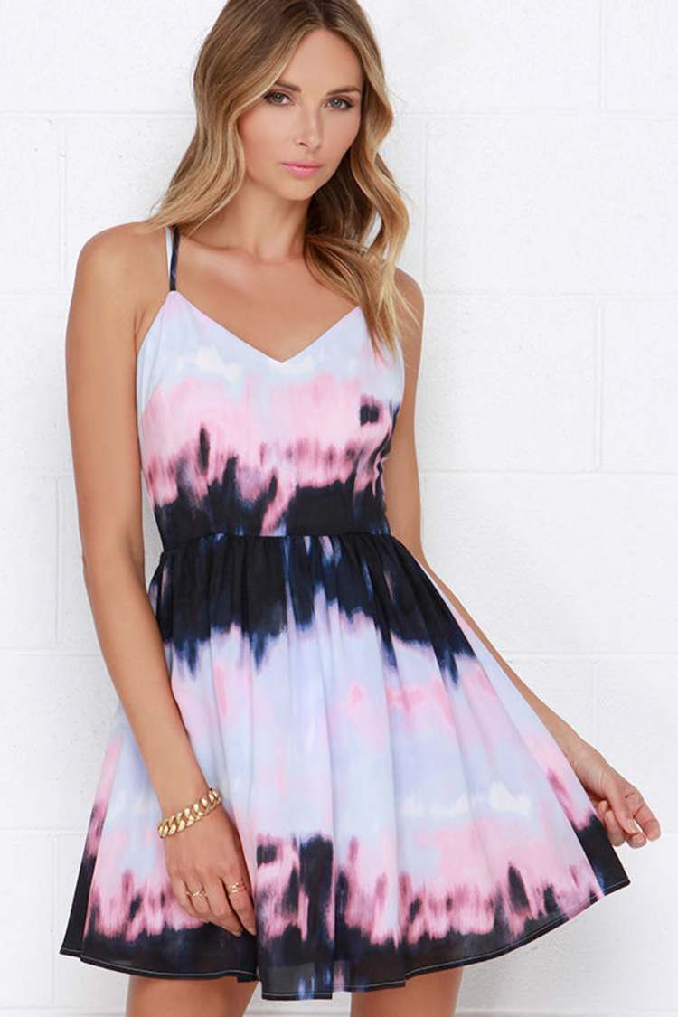 BB Dakota Zuzu Dress - Pink and Periwinkle Dress - Print Dress - $59.00 -  Lulus