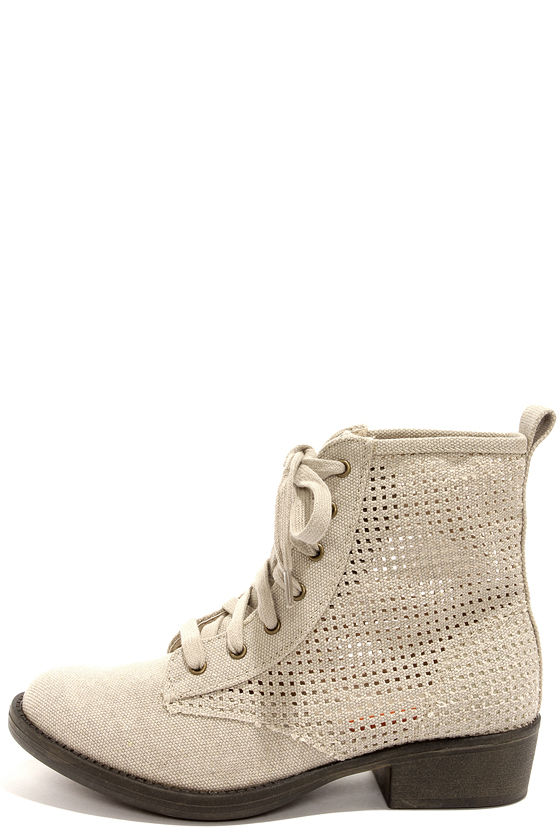 beige canvas boots