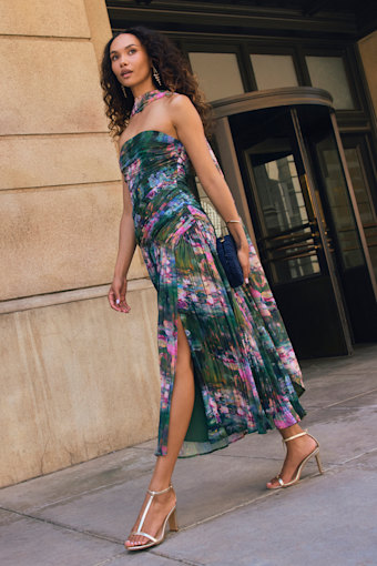Nellie Blue Multi Strapless Midi Dress & Scarf Set 1